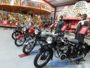Collection of antique motorbikes at the Scarborough Fair Collection Museum